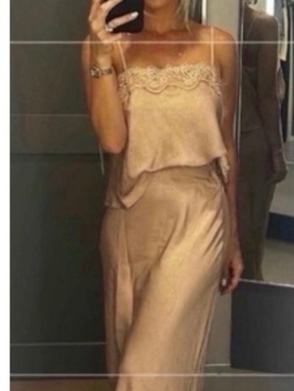 A new day Silky Lace Trim Slip skirt in Champagne pink gold size XL new